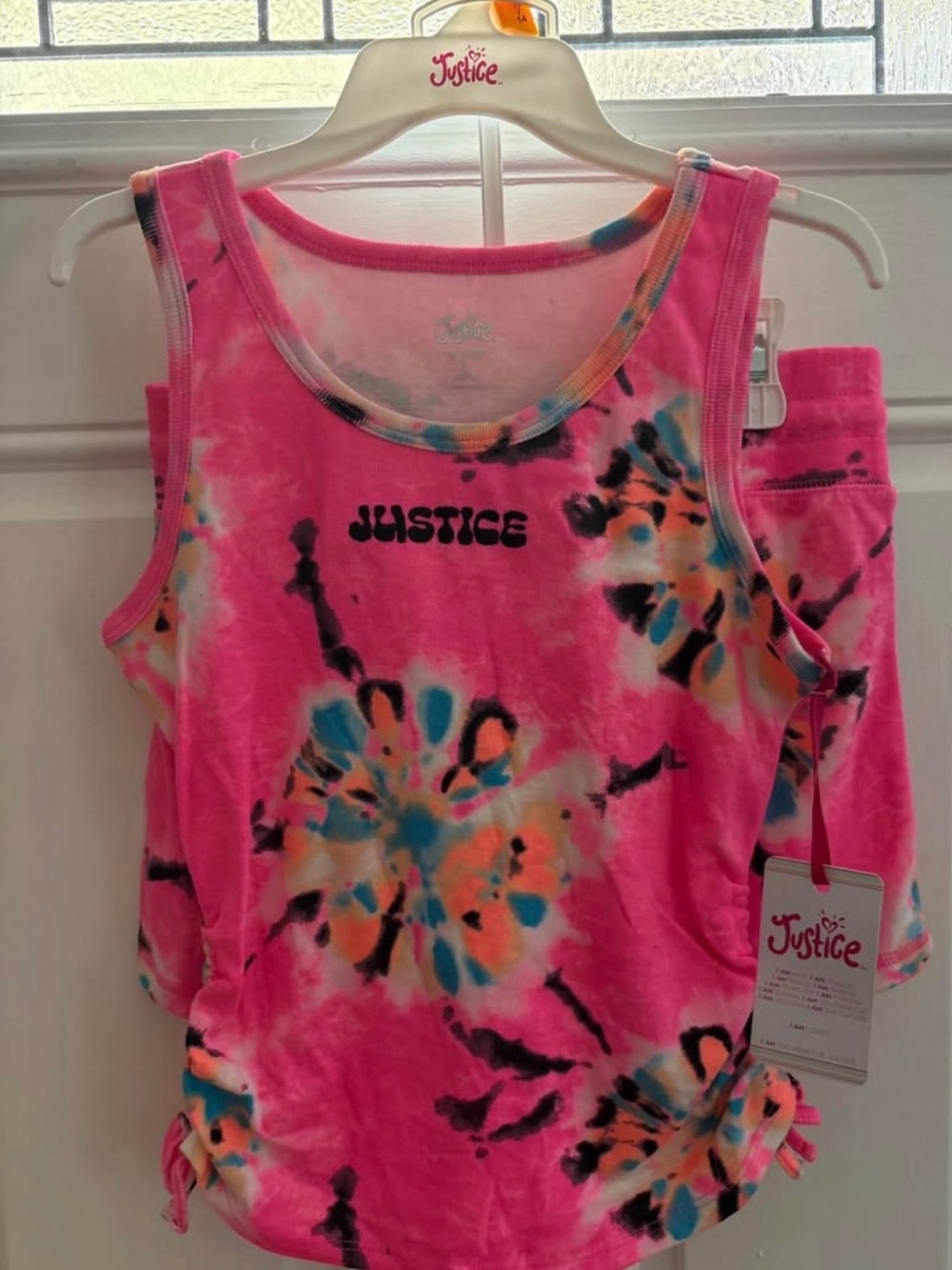 Justice Pink Tie-Dye Floral Tank Top